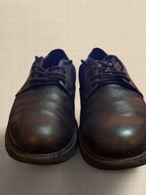 Cole Haan Black Leather Plain Toe Derby Shoes Water Resistant Men's 8